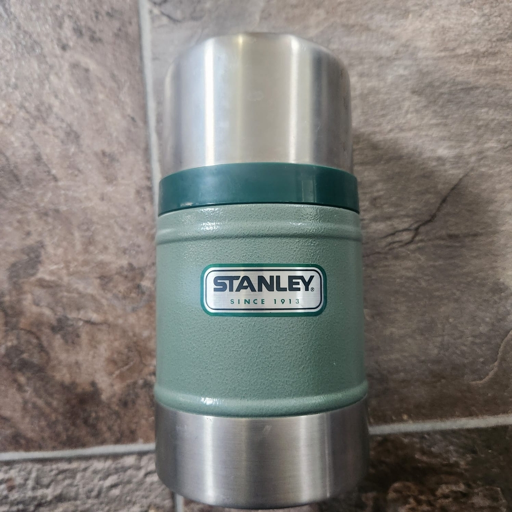 Stanley Green and Silver Thermos